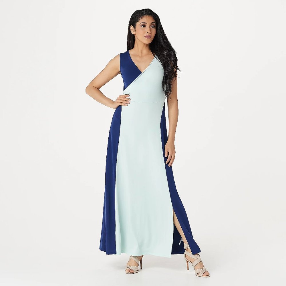 Du Jour Petite Color-Blocked Knit Maxi in PL